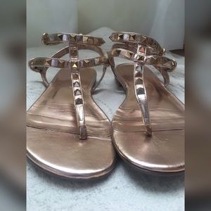 Rose gold studded sandals size 6.5